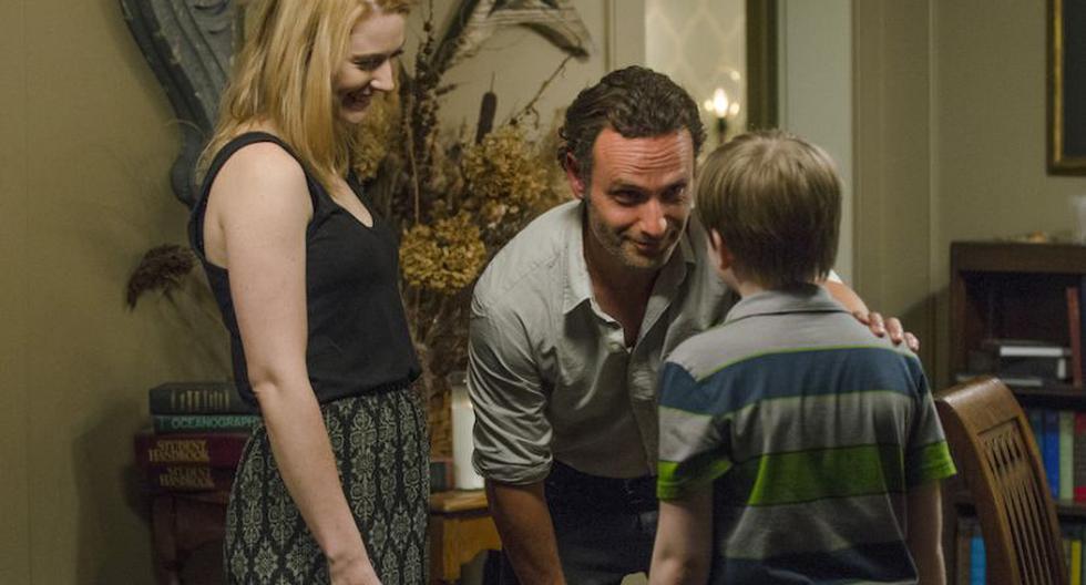 Alexandra Breckenridge es Jessie, Andrew Lincoln es Rick y Major Dodson es Sam en 'The Walking Dead' (Foto: AMC)