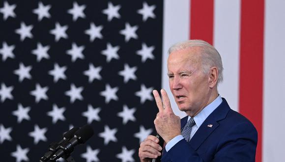 El presidente de los Estados Unidos, Joe Biden, habla sobre los costos de los medicamentos recetados en la Universidad de Nevada el 15 de marzo de 2023 en Las Vegas, Nevada. (Foto de Jim WATSON / AFP)