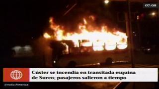 Surco: incendio de coaster en vía pública dejó un herido