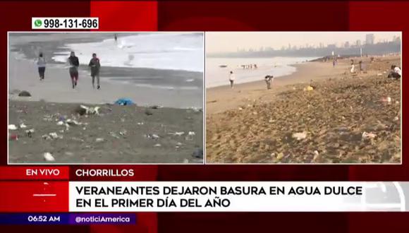Veraneantes dejaron basura en playa Agua Dulce. (Foto: América Noticias)