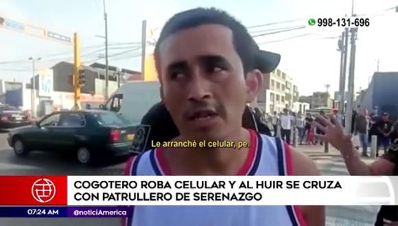 Cogotero roba celular y es capturado por serenos de Chorrillos. (Foto: América Noticias)