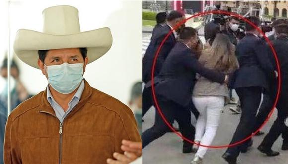 El último miércoles, la reportera Tifanny Tipiani fue bruscamente apartada por la seguridad del presidente Pedro Castillo cuando intentaba hacerle una pregunta (Fotos: Presidencia Perú / Captura).
