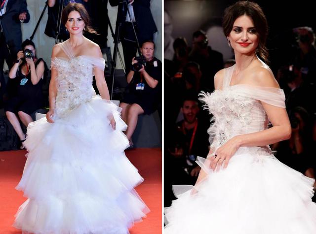 No es la única vez que Penélope Cruz apuesta por el estilo nupcial para sus vestidos de alfombra roja, pero este diseño de Ralph & Russo Alta Costura llama especialmente la atención por su volumen. Lo llevó durante la proyección de la película "La Red Avispa" en el 76º Festival de Cine de Venecia el 1 de septiembre de 2019.