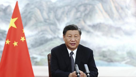 El presidente chino, Xi Jinping, pronuncia un discurso de apertura en formato virtual para la ceremonia de apertura del Foro Empresarial BRICS.