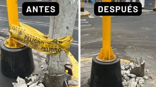 Tras denuncia de El Comercio, retiran de la vía pública un poste a punto de caer en Breña