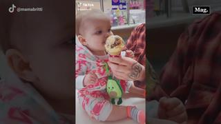 Mira la inesperada reacción de este bebe al probar un helado por primera vez