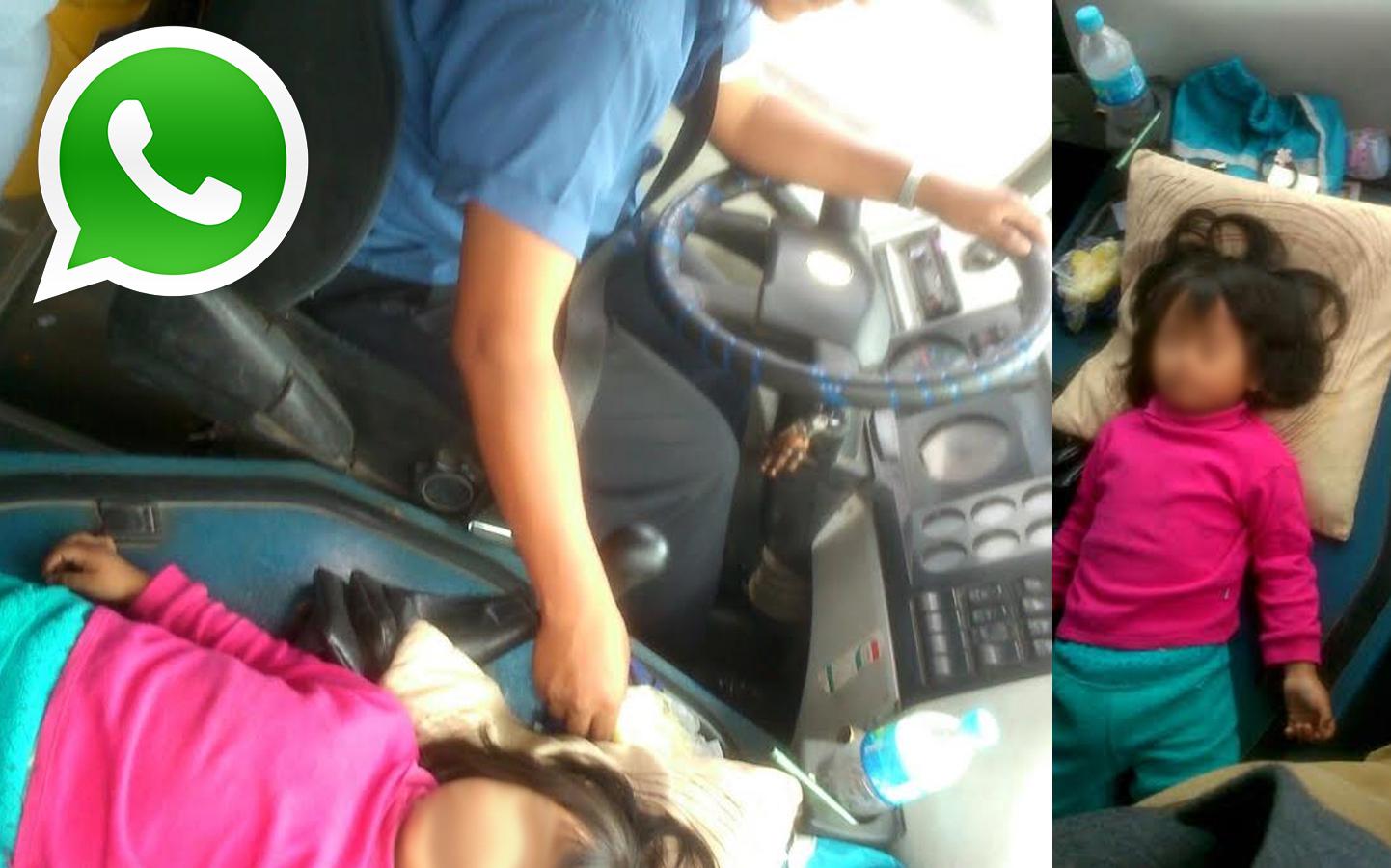 Vía WhatsApp: chofer maneja con niña durmiendo encima del motor - 1