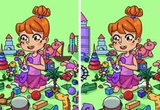 Detecta las 2 diferencias entre las imágenes de la niña con sus juguetes en 7 segundos