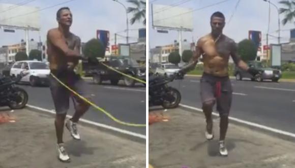Maicelo y su peculiar entrenamiento en plena calle [VIDEO]