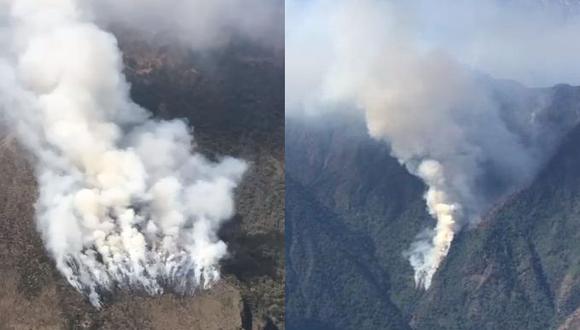 Incendio viene devastando alrededor de 136 hectáreas de bosque de montaña y vegetación del Área de Conservación Regional Choquequirao. (Foto: Indeci Cusco)