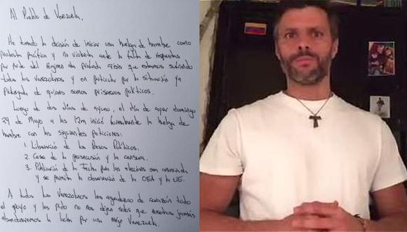 Leopoldo López ratificó huelga de hambre con esta carta