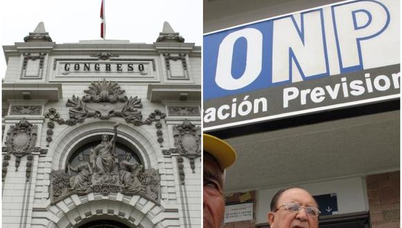 Podemos Perú presentó el proyecto que busca habilitar a los afiliados a la Oficina de Normalización Previsional (ONP) con menos de 20 años de aportes a retirar el 100% de su fondo. (Composición y fotos: El Comercio)