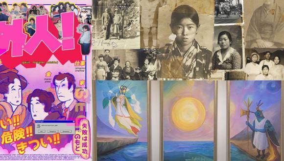 Fragmentos de las obras de Satoshi Waku, Gabriela Barra Ono y Harumi Suenaga, parte de la muestra 5° Salón de Arte Joven Nikkei. (Fotos: APJ)