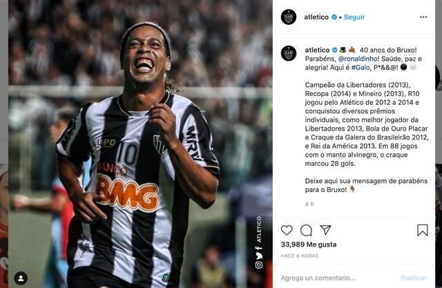 Excompañeros y clubes animan a Ronaldinho, recluido en la cárcel, por su cumpleaños | FOTOS