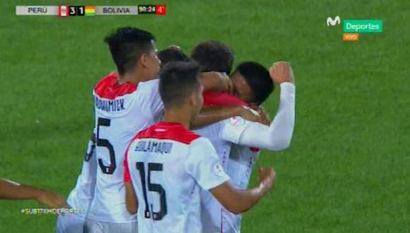 Perú vs. Bolivia: Rafael Caipo y el gran cabezazo para el 3-1 en el Estadio San Marcos | Foto: Captura