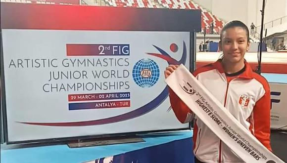 Peruana Sofía Saldarriaga fue galardonada en el Campeonato Mundial Junior de Gimnasia Artística | Foto: FDPG