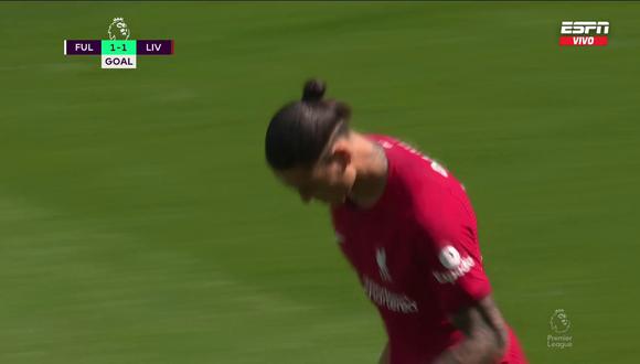 El uruguayo iguala el marcador entre Liverpool y Fulham en el Craven Cottage por la jornada 1 de la Premier League. (Foto: Captura ESPN)