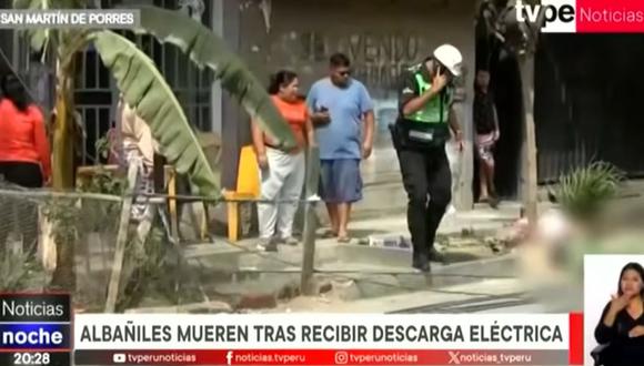 Dos obreros mueren electrocutados al hacer contacto con cables de alta tensión en una obra de construcción en San Martín de Porres. (Foto: TV Perú)