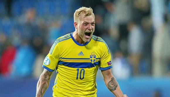 El atacante Guidetti con la selección sueca. (Foto: AFP)