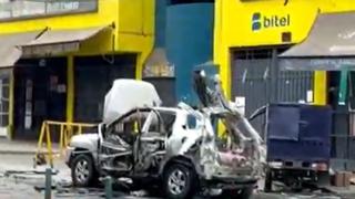 San Juan de Lurigancho: reportan explosión de un vehículo en plena vía pública