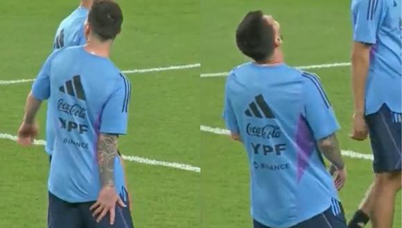 Lionel Messi en la práctica de la selección Argentina.