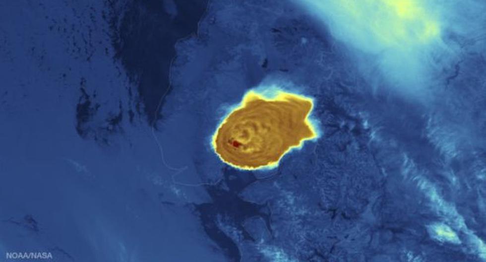 Vista tomada desde un satélite de la erupción del volcán Calbuco. (Foto: NOAA)