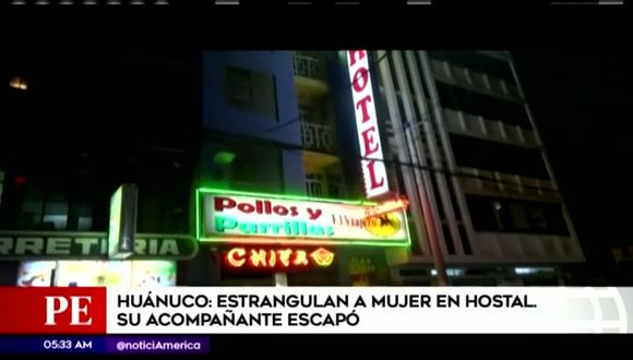 La víctima ingresó al hotel en Huánuco junto a un hombre, quien se desconoce si sería su pareja sentimental. (Captura: América Noticias)
