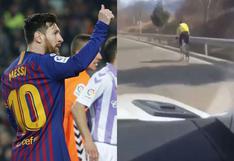 Messi enseña con el ejemplo cómo un conductor debe tratar a un ciclista [VIDEO]