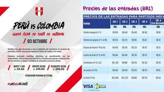Entradas del Perú - Colombia vs. tickets para la final del mundial