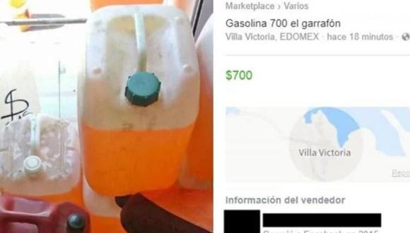 México: Venden gasolina en Facebook por crisis de combustible. (Capturas de Facebook)