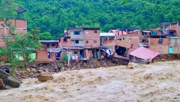 Incremento del caudal de los ríos provocó la activación de quebradas y fuertes deslizamientos en centros poblados de Echarati. (Foto: Andina)