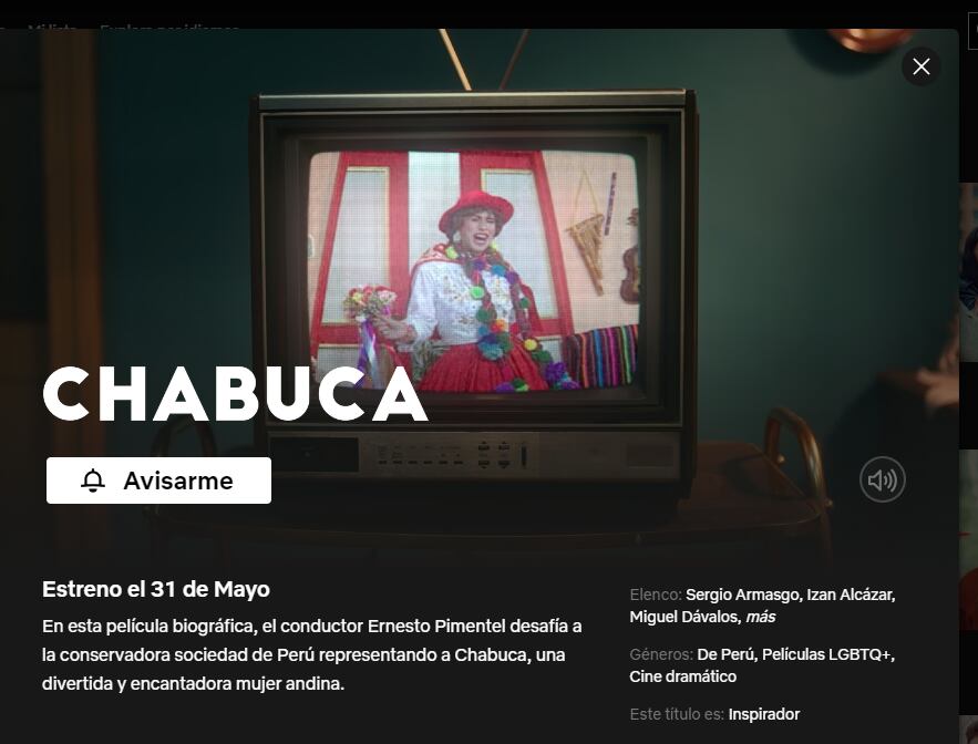 "Chabuca" llega a Netflix en mayo.