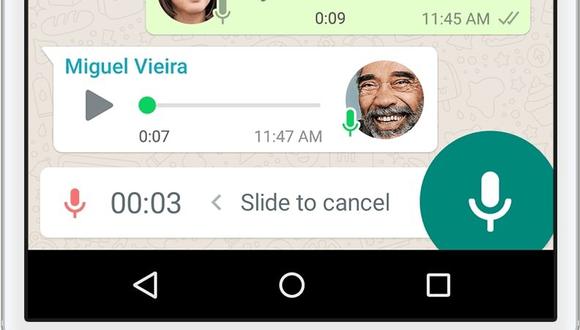 La previsualización de notas de voz en WhatsApp ahora muestra unas ondas sonoras. (Foto: WhatsApp)