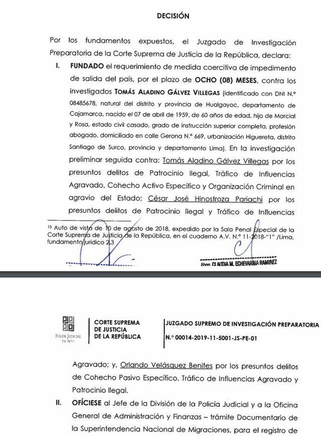 Política: Poder Judicial Dicta Impedimento De Salida Del País Para ...