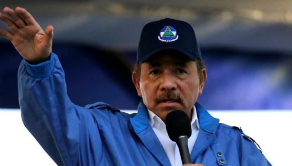 El presidente de Nicaragua, Daniel Ortega, habla durante la conmemoración del 51 aniversario de la campaña guerrillera Pancasana en Managua, el 29 de agosto de 2018. (Foto: AFP / INTI OCON).