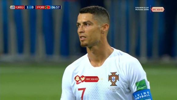 Cristiano Ronaldo quedó muy fastidiado luego de que la defensa de Portugal permitiera que Uruguay se pusiera adelante en el marcador. ¿Qué fue lo que dijo el crack luso? (Foto: captura de video)