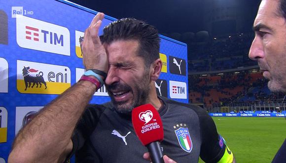 Gianluigi Buffon se quebró en vivo ante las cámaras televisivas de la cadena "Rai 1". El experimentado portero de Italia le pidió disculpas a todo su país por el fiasco deportivo. (Foto: captura de pantalla)