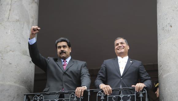 El expresidente de Ecuador Rafael Correa expresó hoy su solidaridad con el mandatario venezolano, Nicolás Maduro. (Reuters)