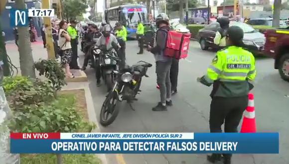 Realizan operativo para detectar falsos delivery en Barranco. (Foto: Canal N)