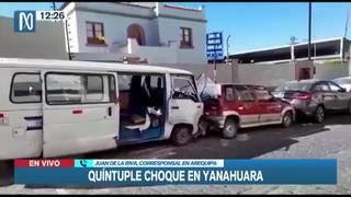 Arequipa: cuatro alumnos heridos deja quíntuple choque en Yanahuara | VIDEO