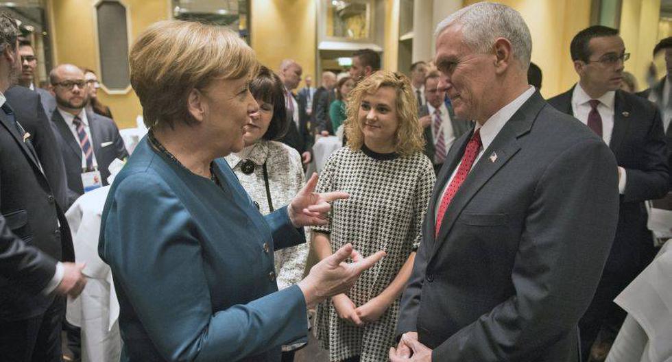 Angela Merkel y Mike Pence, quien aseguró que Washington es mayor aliado de Europa. (Foto: EFE)