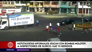 Mototaxistas informales atacaron con bombas molotov a fiscalizadores en Surco