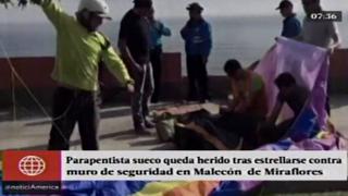 Miraflores: turista sueco herido tras accidente en parapente
