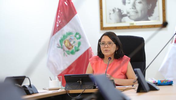 La ministra de la Mujer, Anahí Durand, emplazó al Parlamento priorizar la iniciativa que asegura pensión de S/200 para menores de edad que perdieron a sus padres a causa del COVID-19. (Foto: MIMP)