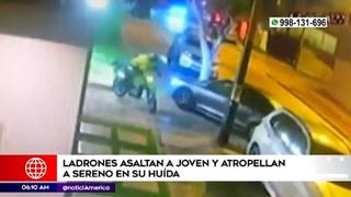 Surco: delincuentes en auto de alta gama asaltan a joven y embisten a sereno durante su fuga