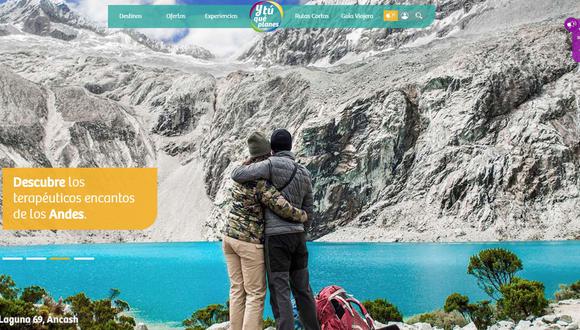 La página web www.ytuqueplanes.com fue relanzada con un nuevo diseño, ofertas y rutas viajeras como opciones para los turistas locales. (Captura: Promperú)