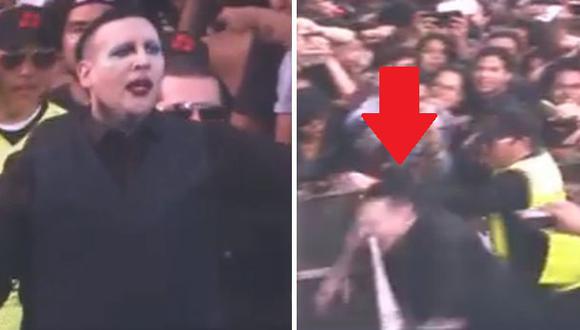 Marilyn Manson sufre fuerte caída en pleno concierto [VIDEO]