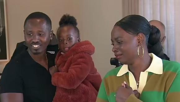 Aristide Nininahazwe, Esther Mboneye y su hija de 3 años. (Foto YouTube | 7NEWS Australia)