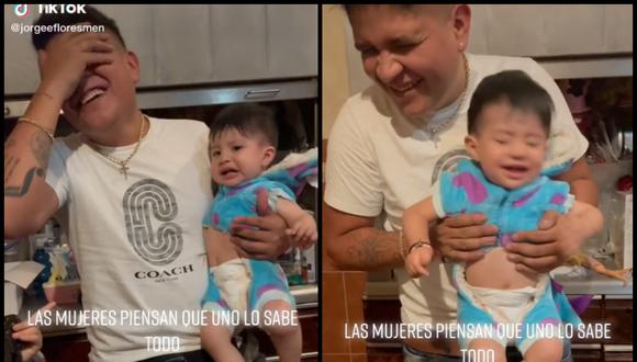 ¡Lo confundió! Papá se equivoca y le pone el mameluco del perro a su bebé | VIDEO (Foto: TikTok/@jorgeefloresmen).