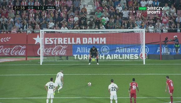 Karim Benzema se encargó de vencer la resistencia del portero del Girona con un buen disparo rasante desde los 12 pasos. (Foto: captura de video)